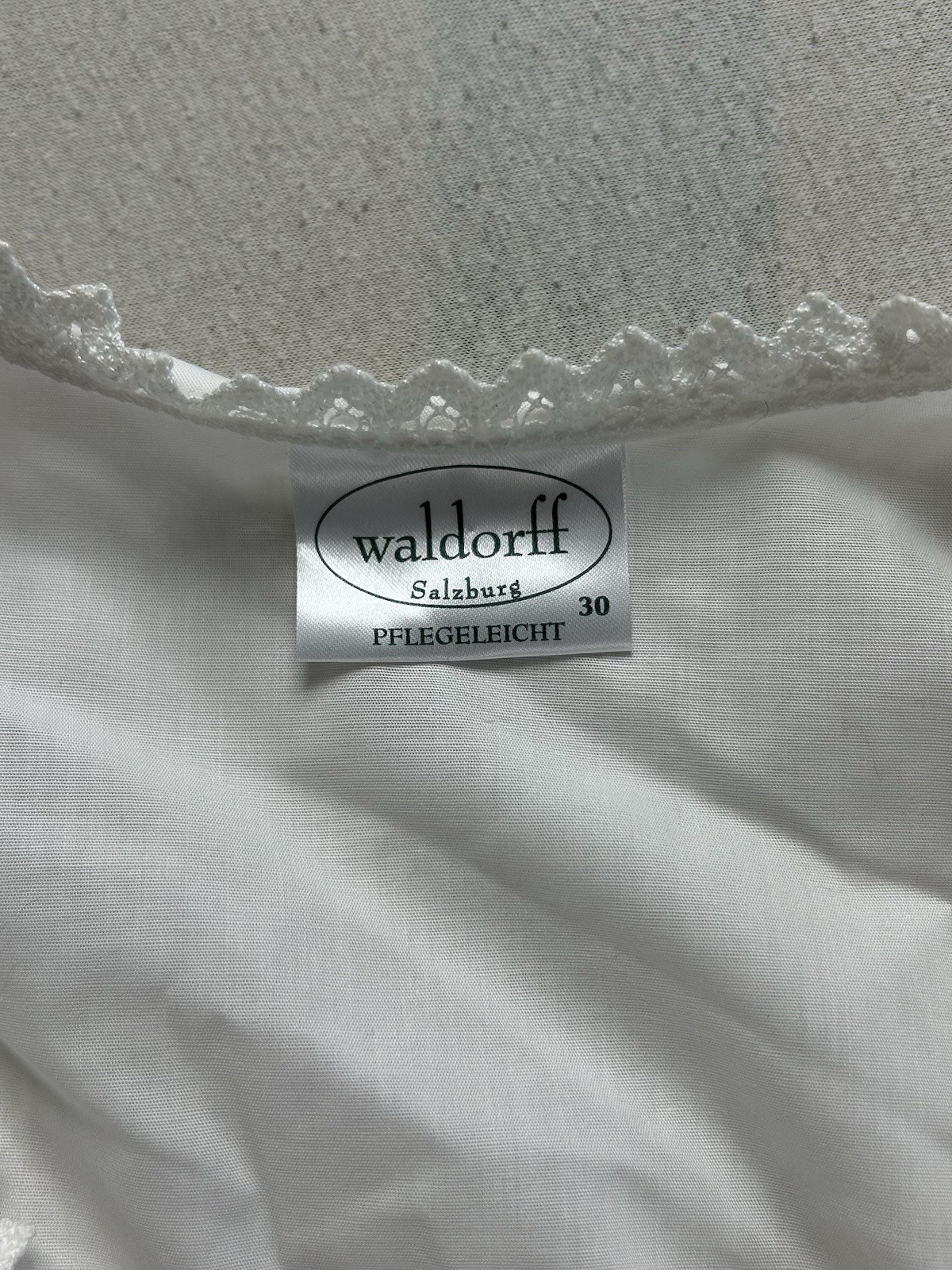 Waldorff Salzburg Dirndl Bluse NEU | Größe 30 | Bauchfrei | Weiß | Baumwolle