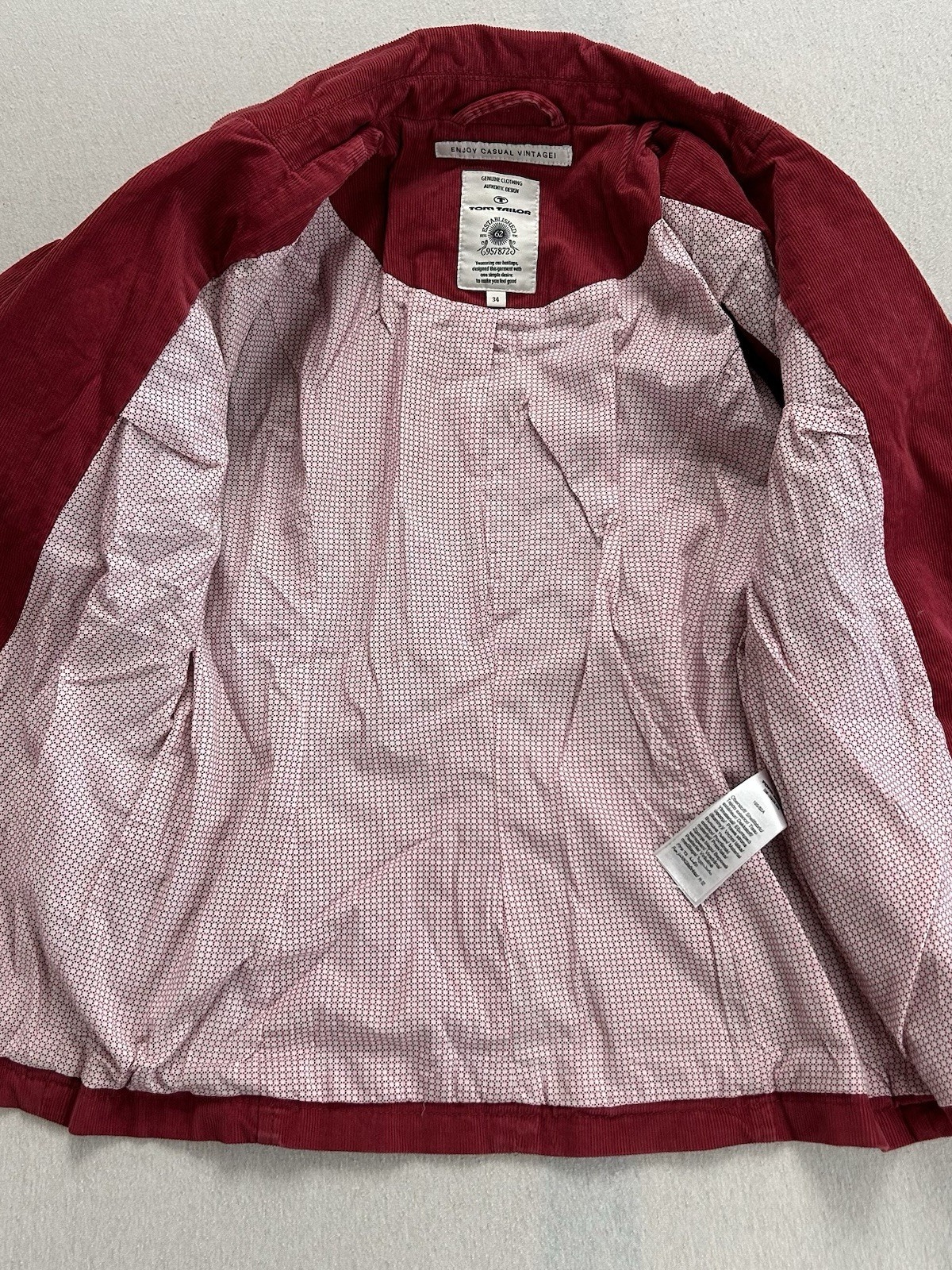 Tom Tailor Damen Blazer Größe 34 Casual Vintage Rot Knöpfe Maße auf den Fotos