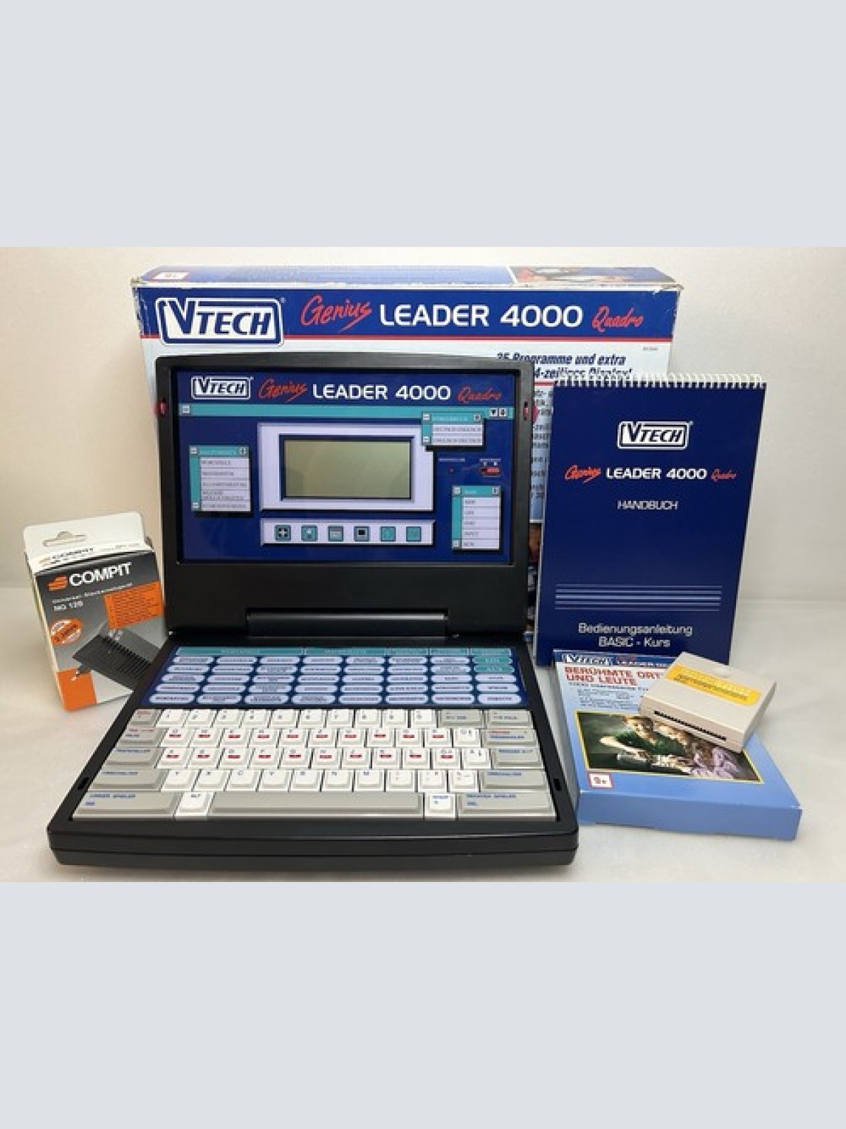 VTech Genius Leader 4000 Quadro Lerncomputer OVP Anleitung + Erweiterung 80-2044