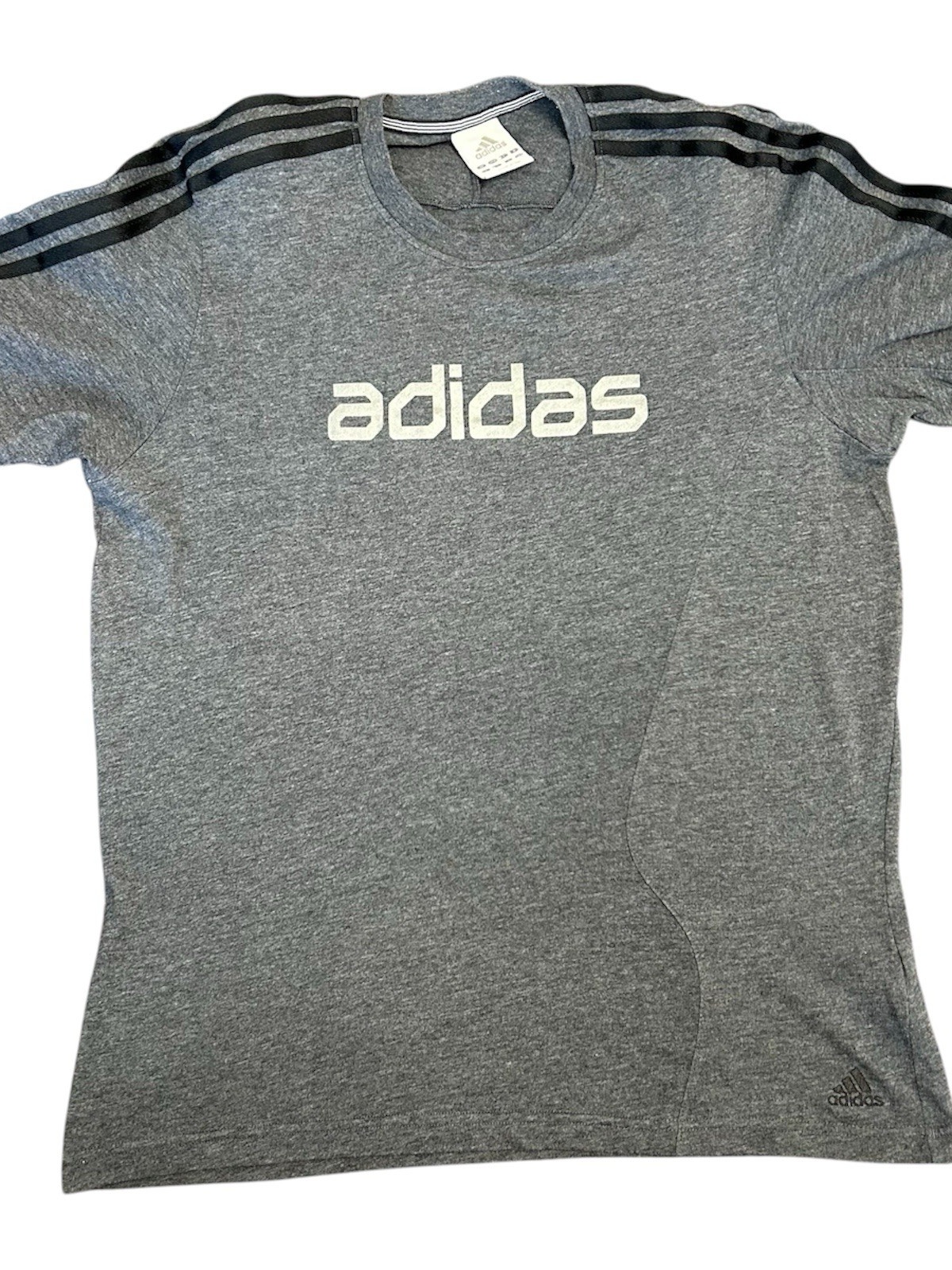 Adidas Vintage Herren T-Shirt Größe M Grau Bedruckt Baumwolle Polyester Original