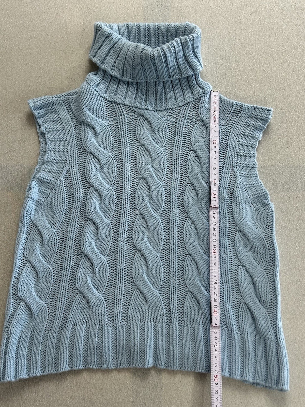 Laura Torelli Fashion Strickweste mit Rollkragen Größe XS Blau Maße auf Fotos