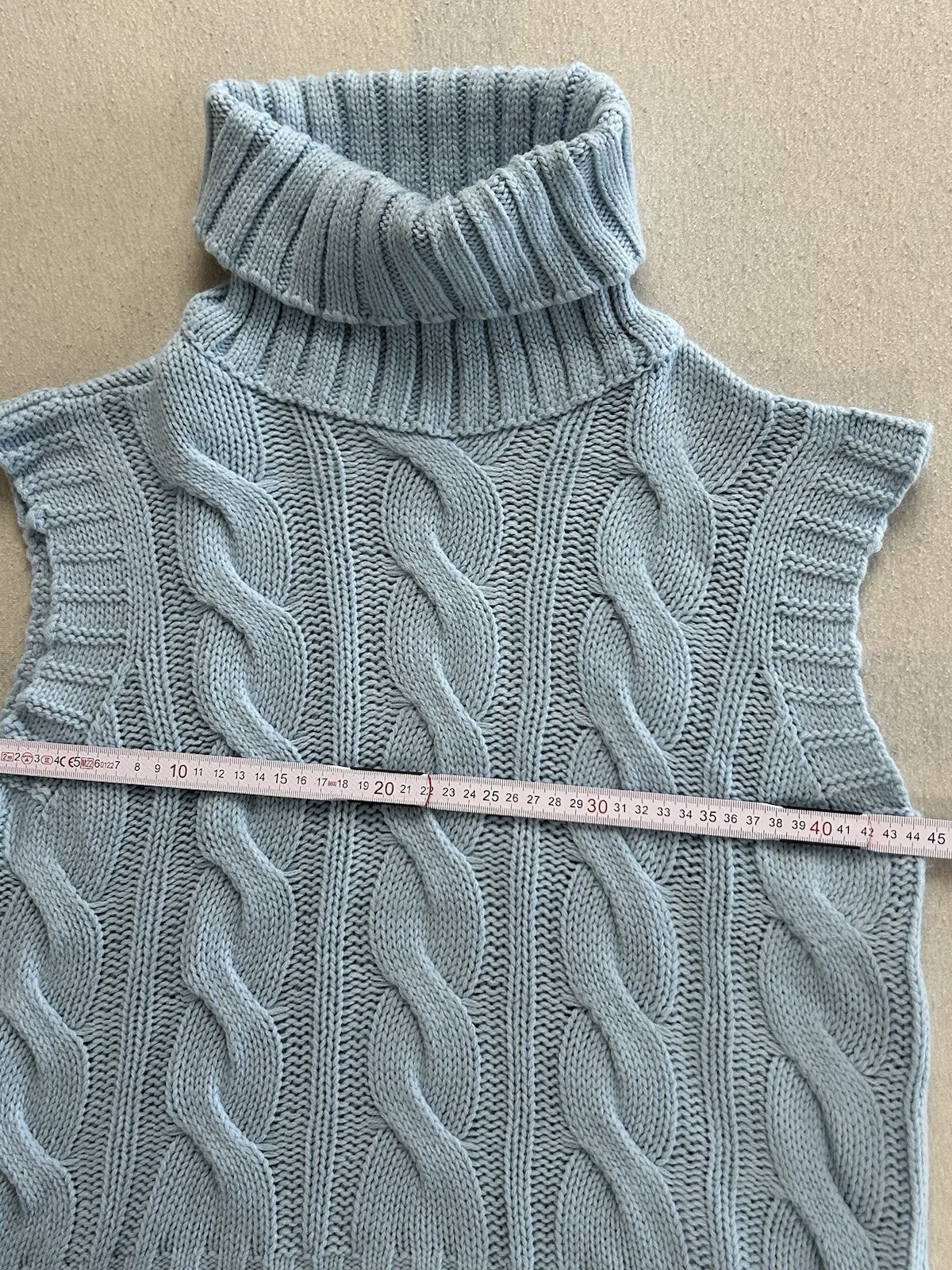 Laura Torelli Fashion Strickweste mit Rollkragen Größe XS Blau Maße auf Fotos