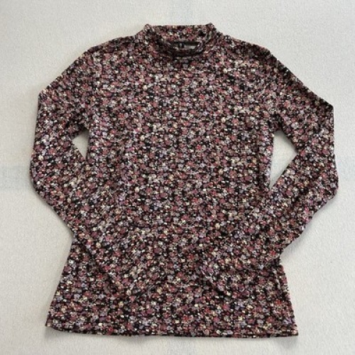 Laura Torelli Fashion Langarmshirt mit Blumenmuster Größe S Slim Maße auf Fotos