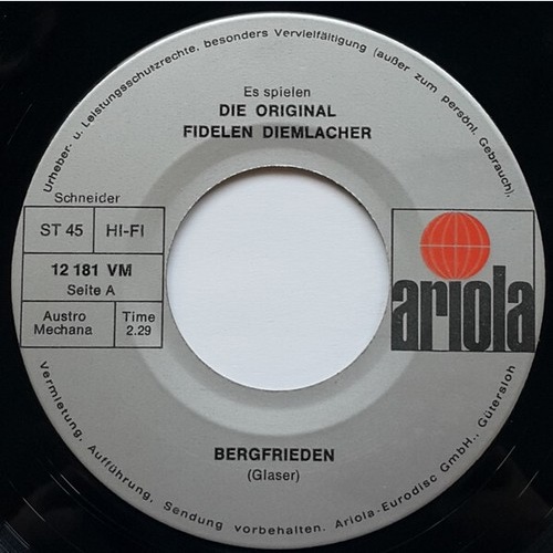 Die Fidelen Diemlacher - Bergfrieden (7", Single)