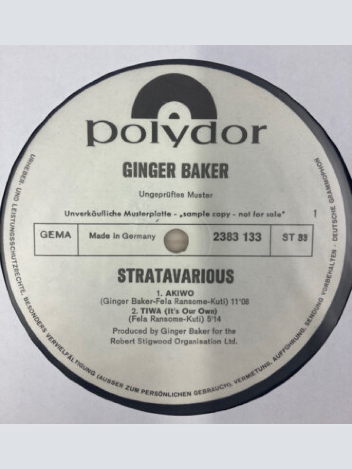 Ginger Baker - Stratavarious (LP, Album, Promo)