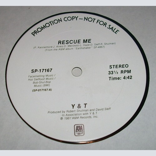 Y & T - Rescue Me (12", Single, Promo)