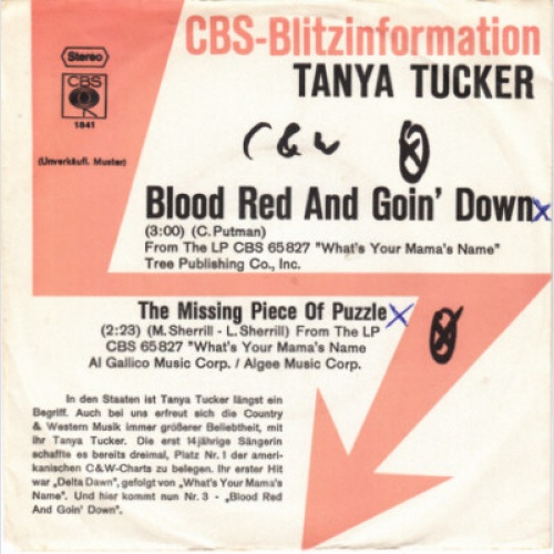 Tanya Tucker - Blood Red And Goin' Down (7", Single, Promo)