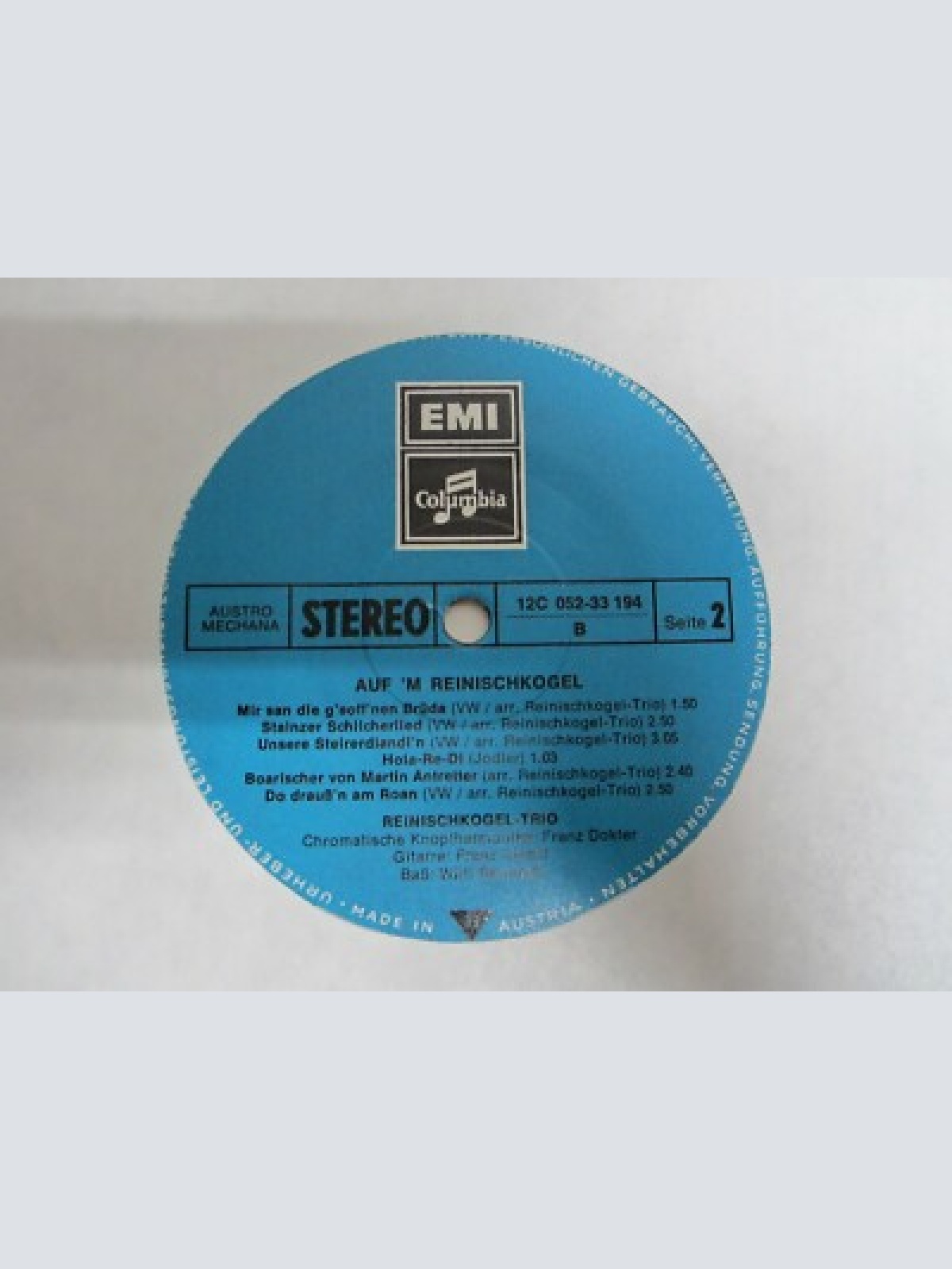 LP / Das Reinischkogel-Trio ?– Auf'm Reinischkogel / AUT PRESS / RAR /