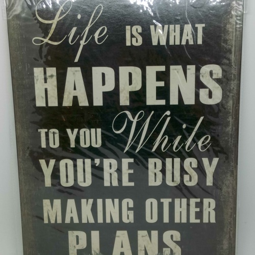 Nostalgie Blechschild "Life is what happens.." 35x26 50242
