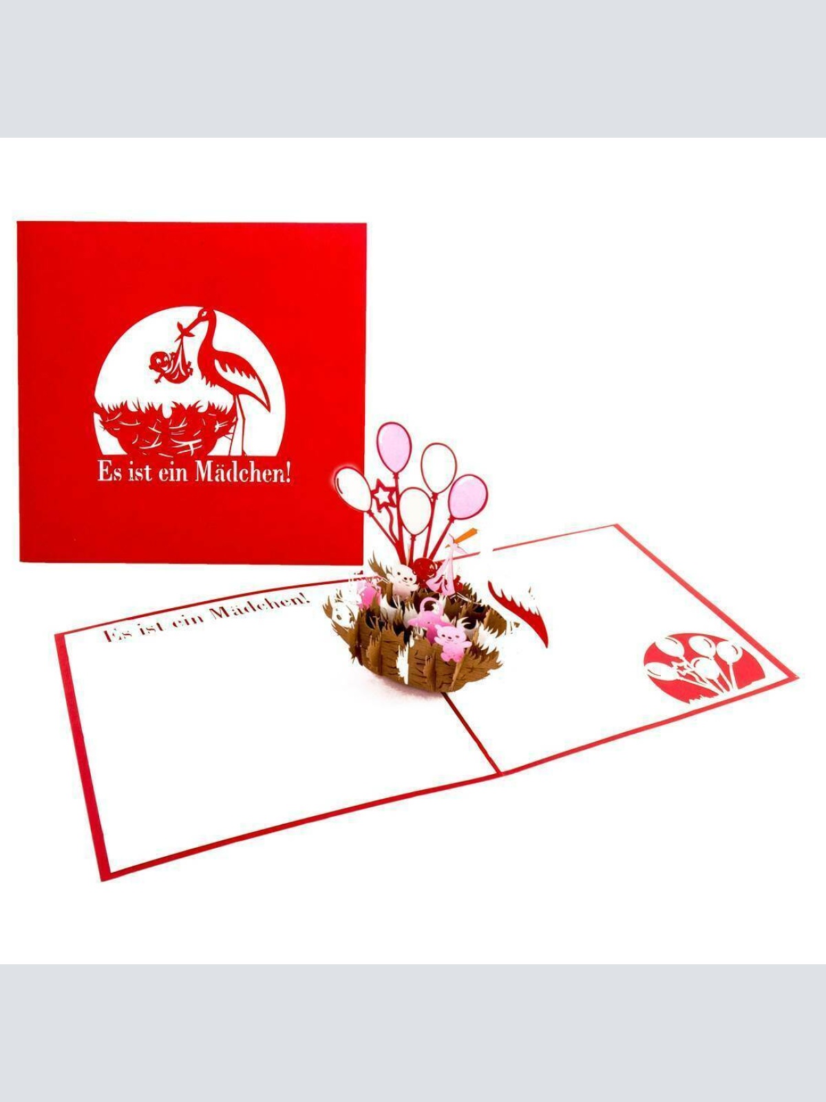 3D Pop Up Glückwunschkarte "Es ist ein Mädchen" Geburt 50029