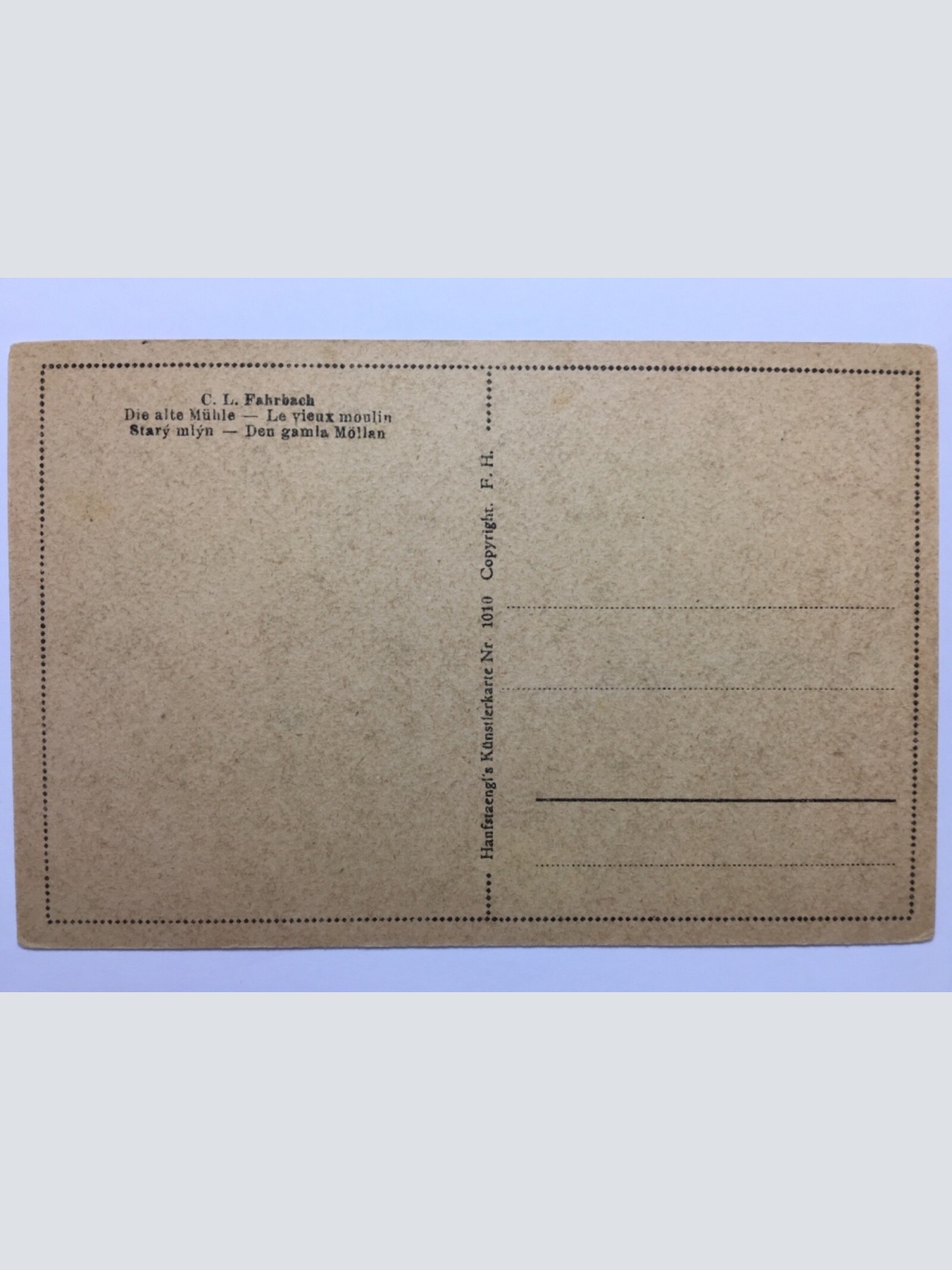 Die alte Mühle (C.L. Fahrbach) / Künstlerkarte 30021 TH