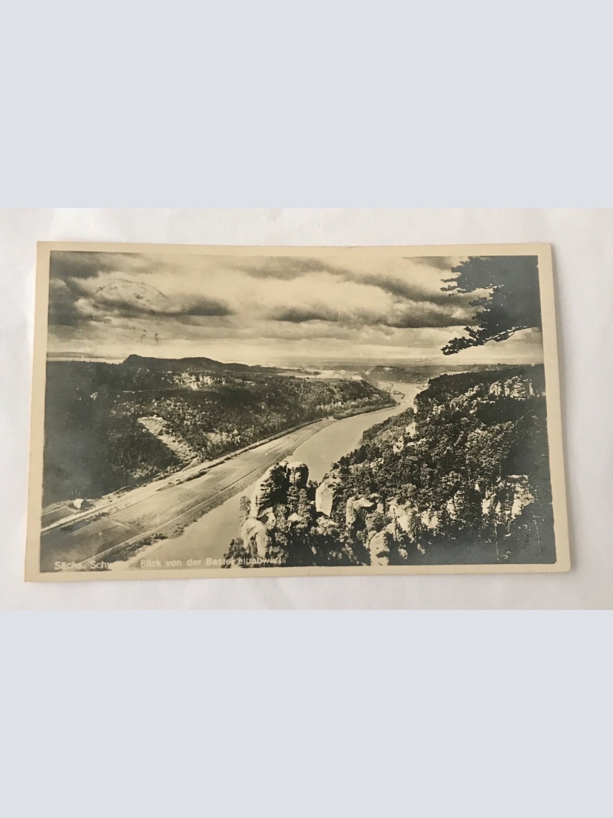 AK, Sächsische Schweiz, Basteibrücke, Elba (110201 BW)