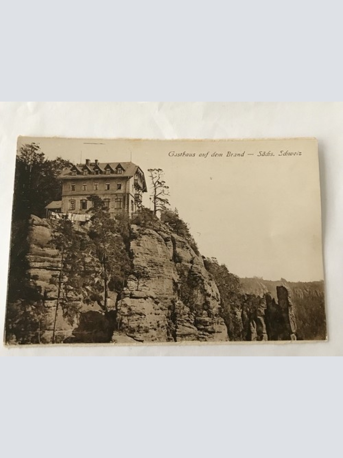 AK, Gasthaus auf dem Brand, Sächsische Schweiz, Gaststätte (110204 BW)