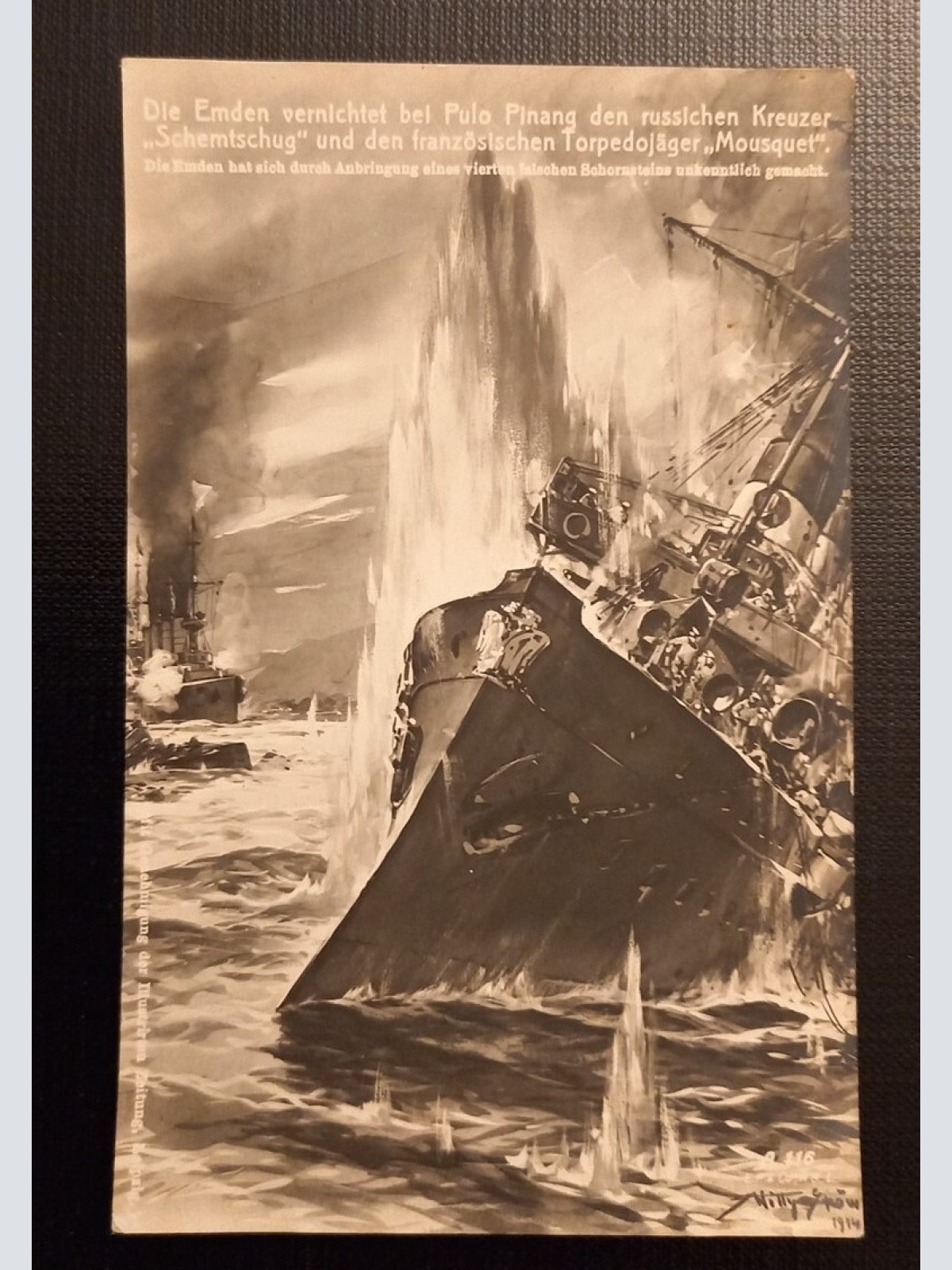 Die Emden Vernichtet Bei Pulo Pinang Den Russischen Kreuzer Schemtschug 50166 Ga