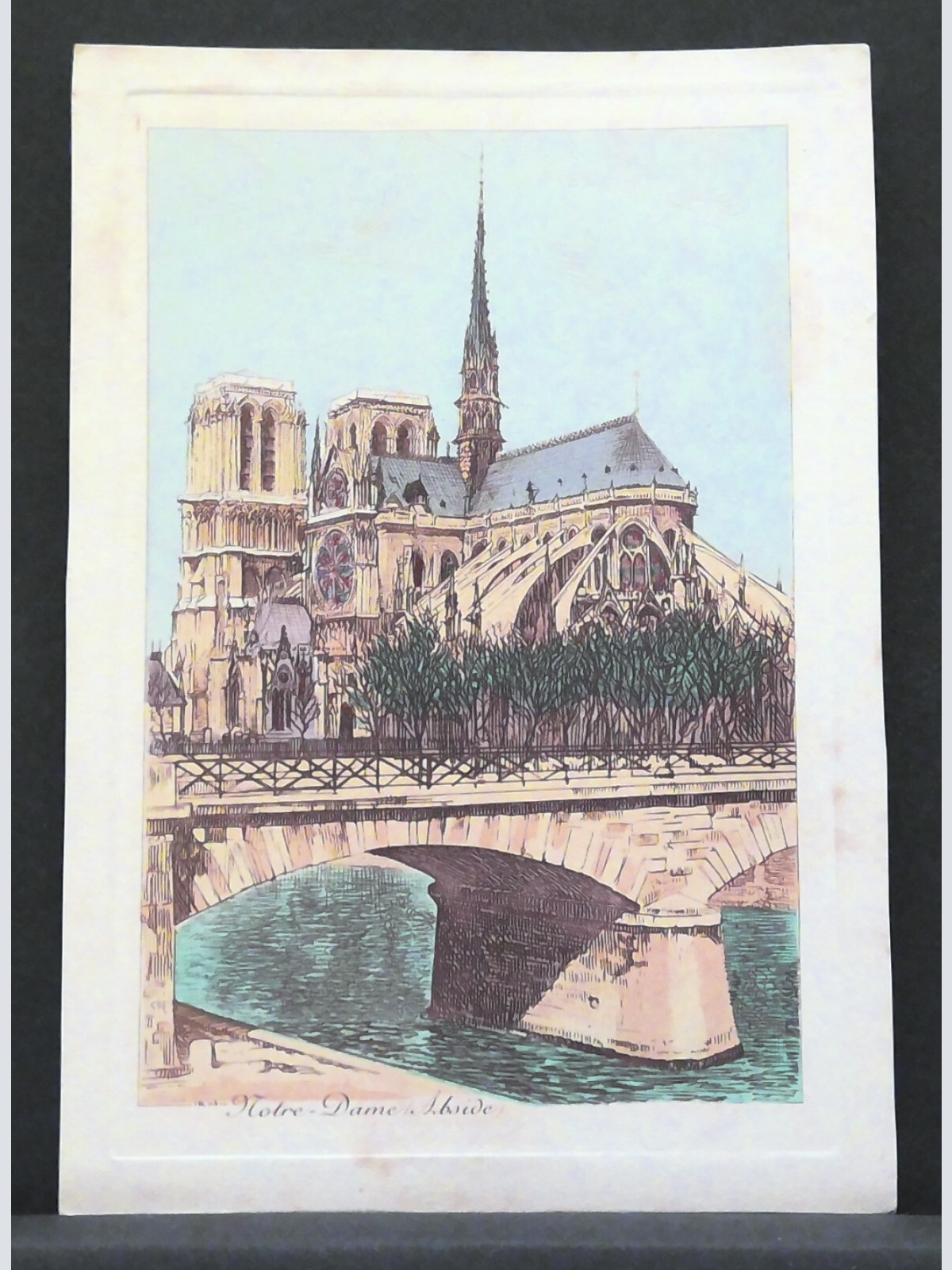 Notre Dame Abside Paris Frankreich Tiefdruck Gemälde JW 410194 F