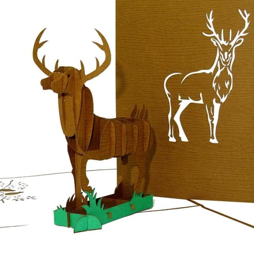 3D Pop Up Karte "Waidmannsheil" Einladung Glückwünsche, Format 15x15 50038