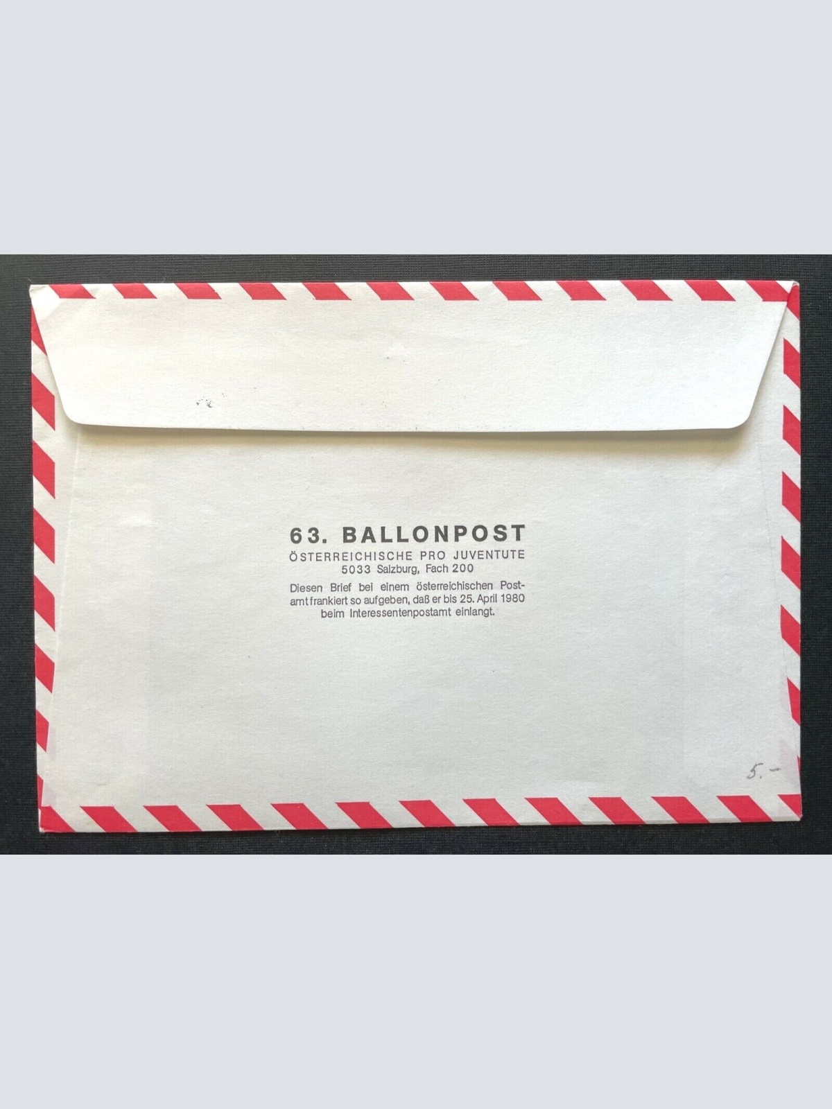 Brief Salinenstadt Hallein Ballonpost Bordstempel 1980 ca.16,1x11,4cm 410346