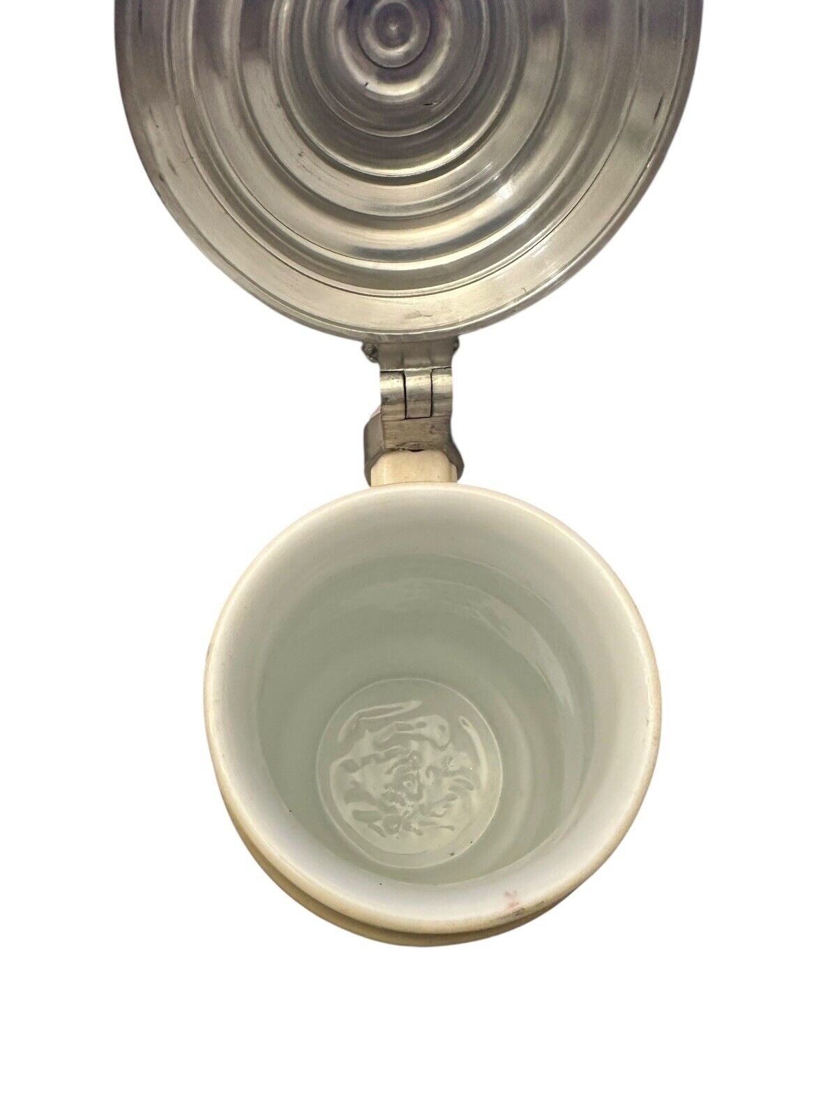 Gruß aus Bierkrug Burghausen  Zinndeckel Bodenbild 0,5 L ca. 21 cm um 1920