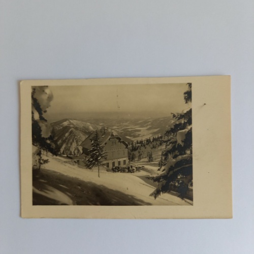 Künstlerkarte Schneelandschaft mit Haus 140408 GR G