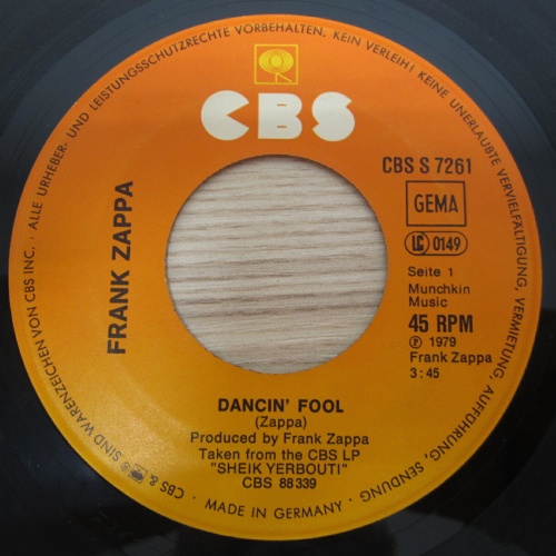 Single /   Frank Zappa ?– Dancin Fool / DE PRESS / RAR /