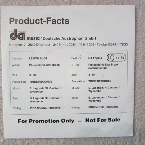 Single / LEMON SHOT / PROMO /  HOUSE MUSIC / TOP RARITÄT /