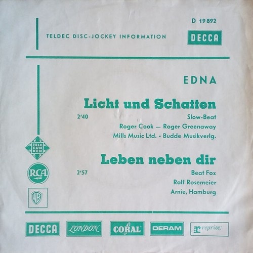 Edna* - Licht Und Schatten / Leben Neben Dir (7", Single, Promo)