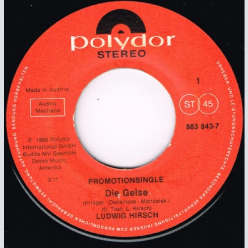 Ludwig Hirsch - Die Gelse / Heidelbeerberg (7", Single, Promo)