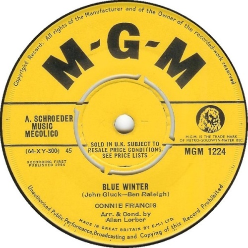 Connie Francis - Blue Winter / Souvenirs  (7", Promo)