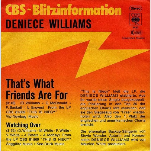 Deniece Williams - That's What Friends Are For (7", Single, Promo)