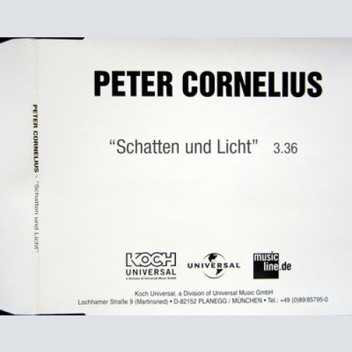 CD / PETER CORNELIUS / PROMO / AUSTRIA / RARITÄT / Schatten und Licht /
