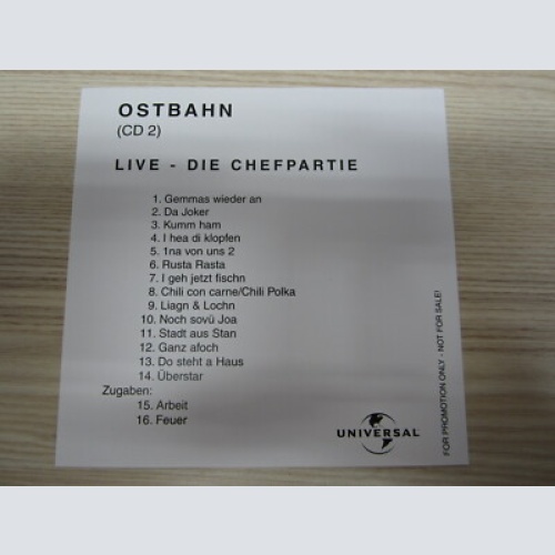 CD / OSTBAHN - LIVE DIE CHEFPARTIE  / TOP RARITÄT / AUSTRIA / MINT / PROMO /