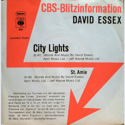 David Essex - City Lights (7", Single, Promo)