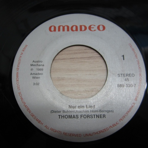 Single /   Thomas Forstner ?– Nur Ein Lied   /  AUT   PRESS /   RAR /