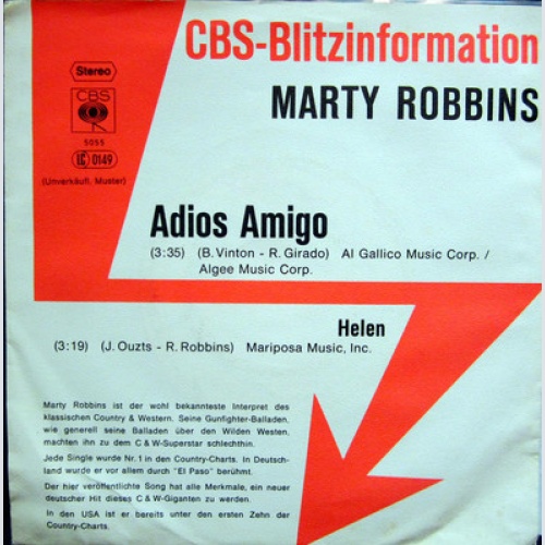 Single / MARTY ROBBINS / COUNTRY / MUSTERPRESSUNG / RARITÄT /