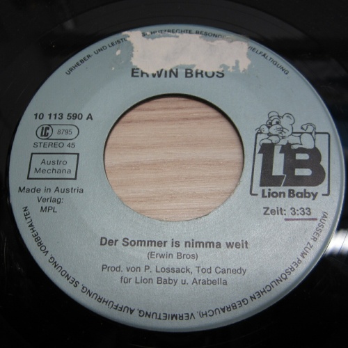 Single /  Erwin Bros ?– Der Sommer Is Nimma Weit  / AUT   PRESS /   RAR /