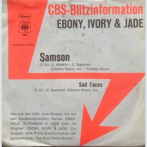Ebony, Ivory & Jade - Samson / Sad Faces (7", Single, Promo)