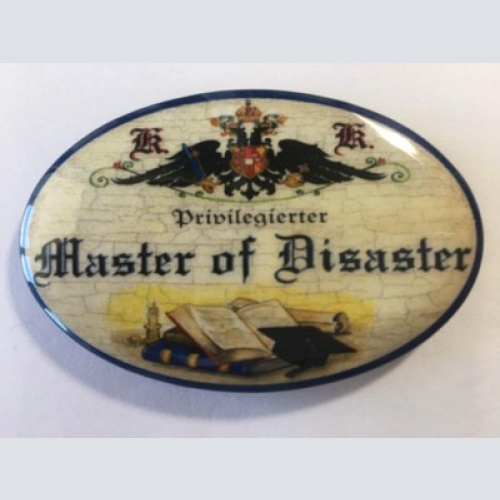 Nostalgie flaschenöffner magnet priviligierter master of disaster studentenmütze