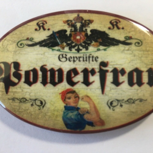 Nostalgie flaschenöffner magnet geprüfte powerfrau