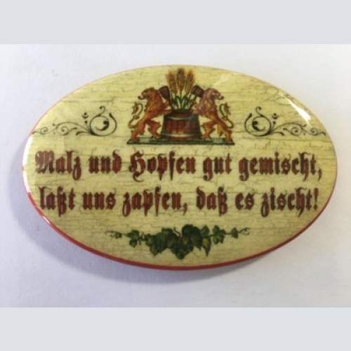 Nostalgie flaschenöffner magnet malz und hopfen gut gemischt bierfass