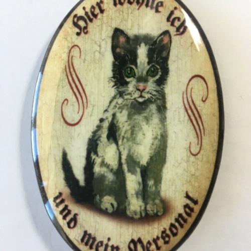 Nostalgie flaschenöffner magnet hier wohne ich und mein personal hauskatze katze