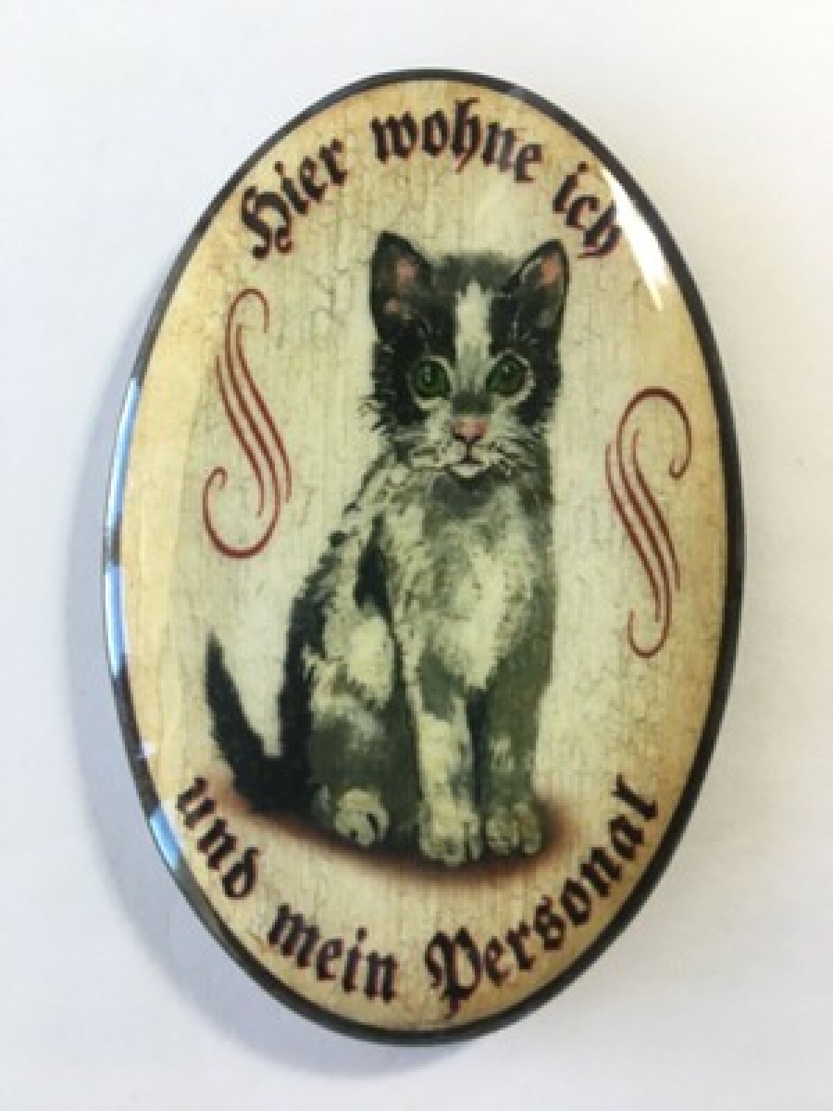 Nostalgie flaschenöffner magnet hier wohne ich und mein personal hauskatze katze