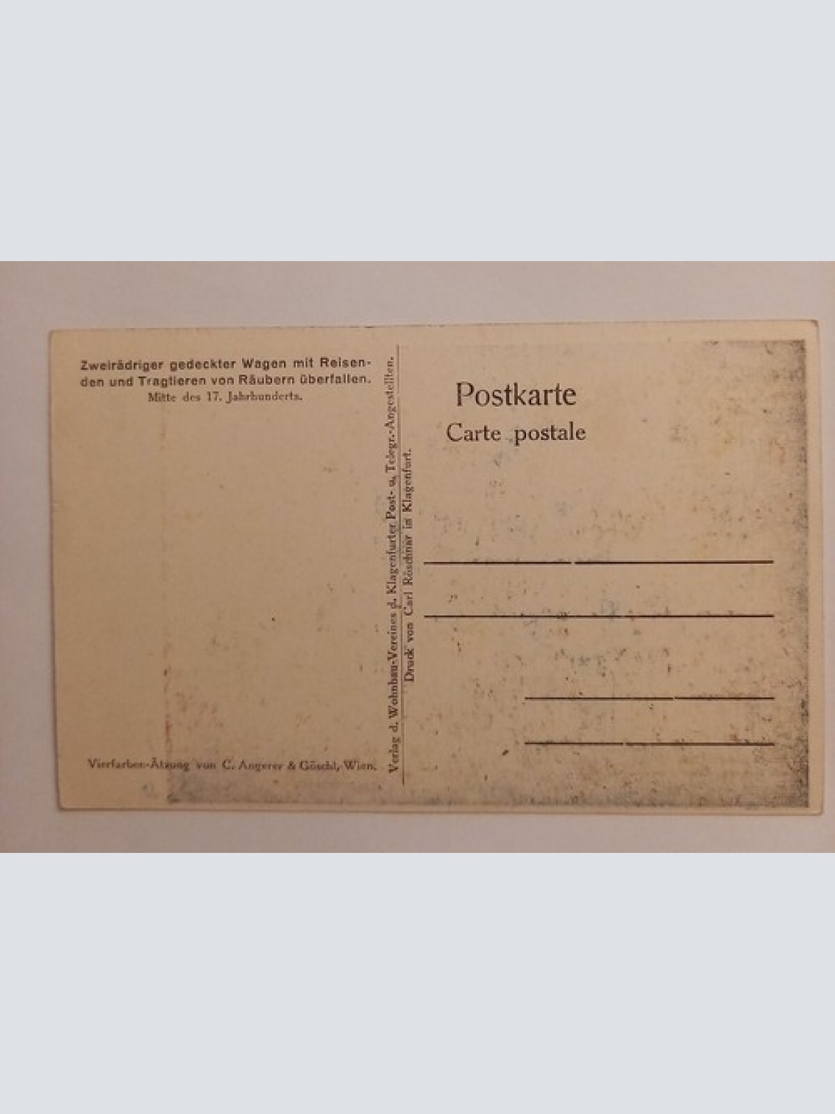 Künstlerkarte Zweirädriger gedeckter Wagen von Räubern überfallen 500147A gr D