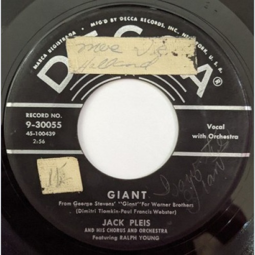 Jack Pleis And His Orchestra And Chorus - Giant (7", Single)