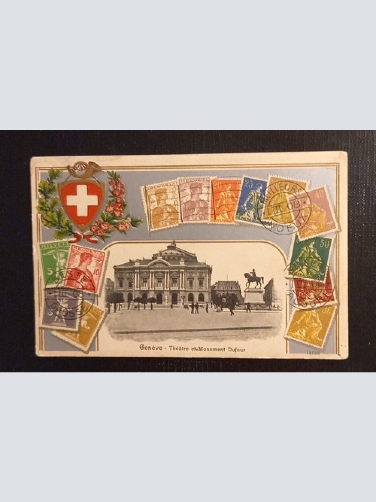 Geneve Theatre Monument Dufour Prägekarte 600735A Ga G