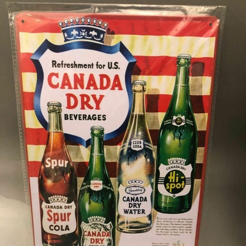 Nostalgie Blech Schild Retro Refreshment U.S. Canada Dry Beverages 20 x 30 42020