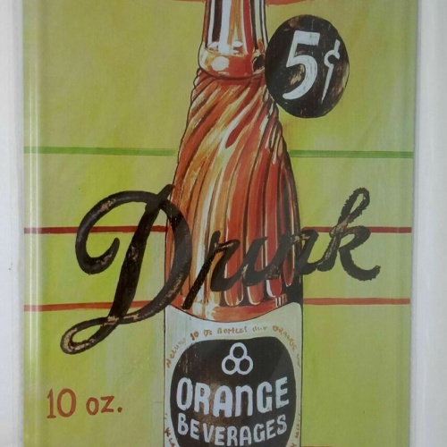 Nostalgie Retro Blechschild "drink orange beverages" 30x16 50079