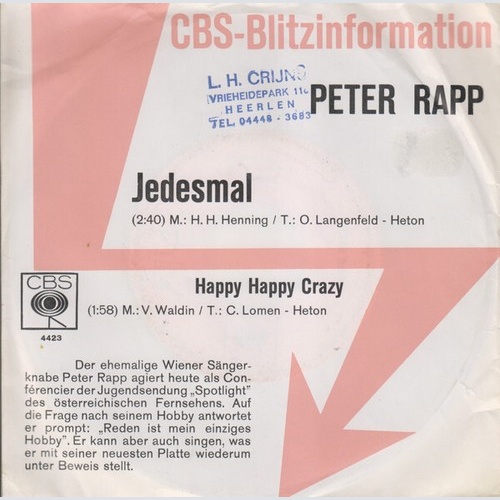 Peter Rapp - Jedesmal (7", Single)