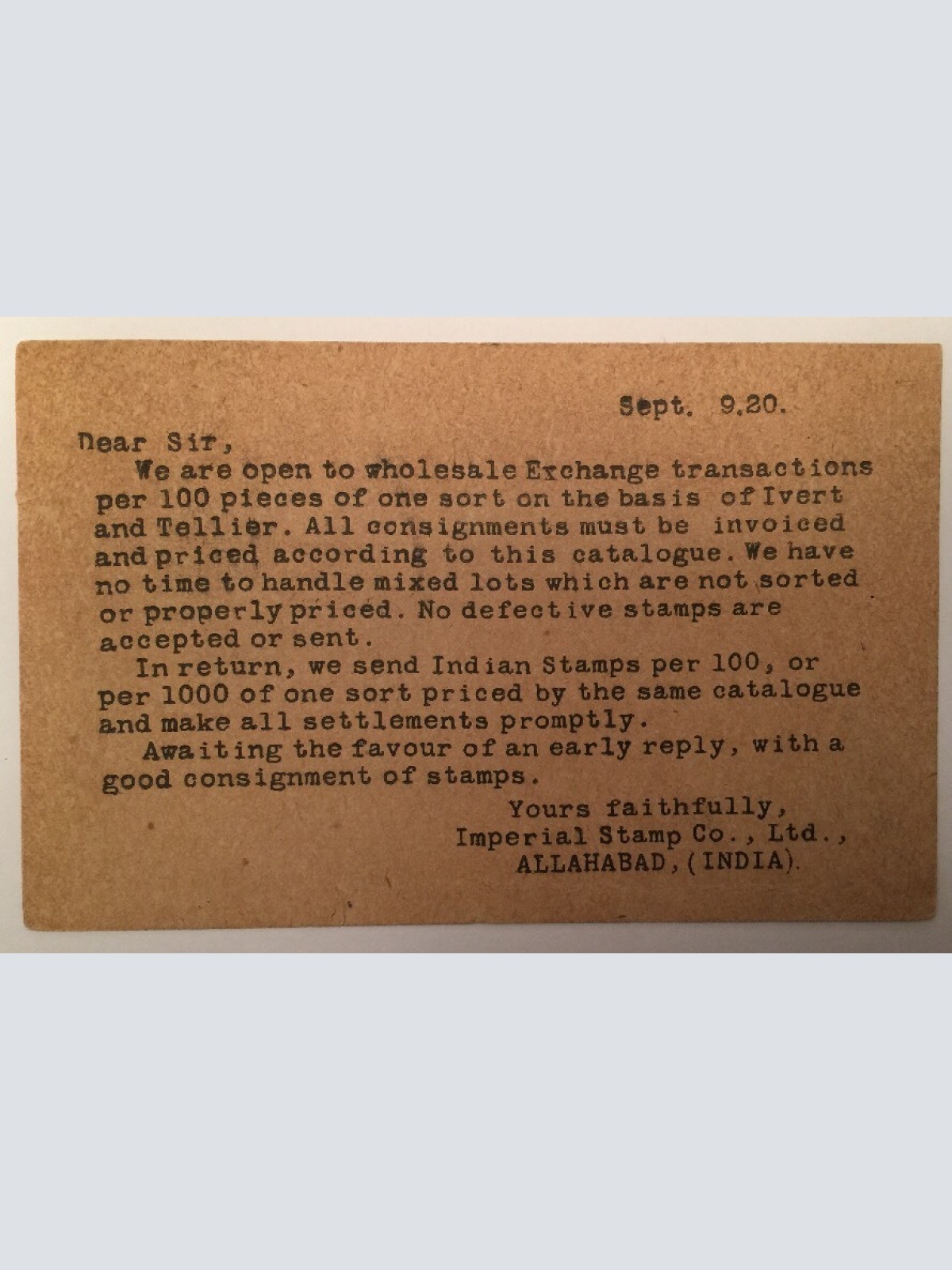 Indien India Ganzsache 1920 14551