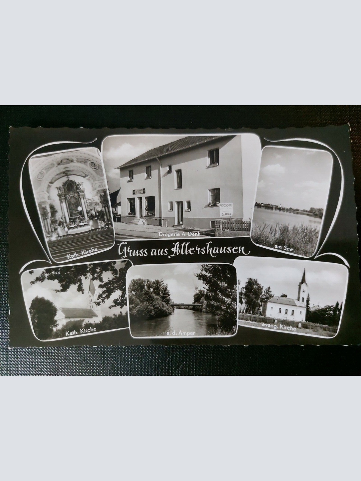 Gruß aus Allerhausen Drogerie Fluss Amper Kirche See 402557 WM