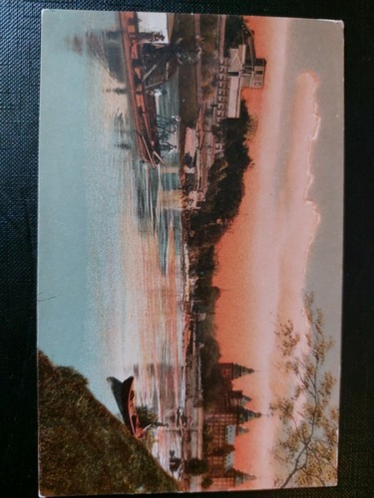 Aschaffenburg Schloss von Pompejanum Fluss Boote Sonnenuntergang 402558 WM